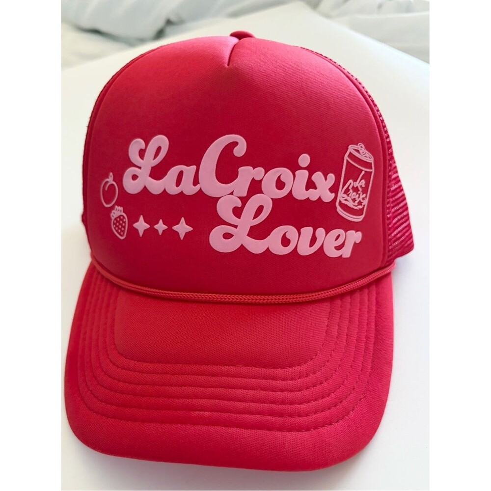 LaCroix Lover Red Pink Trucker Hat Coquette Y2K Mesh Snapback Cap Adjustable